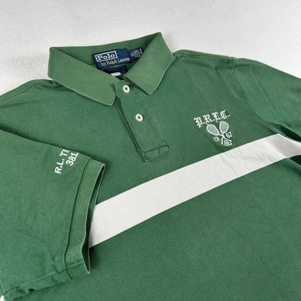 Polo Ralph Lauren Polo Shirt Mens Medium Tennis Club Crest Logo Custom Fit